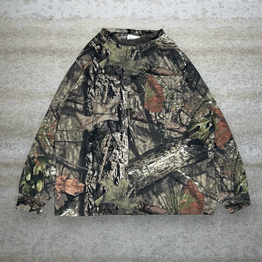 Vintage 90s Mossy Oak Hunting Camo Shirt Mens XL Woodland Cotton Long Sleeve